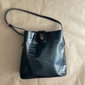 Topshop faux snake skin black purse